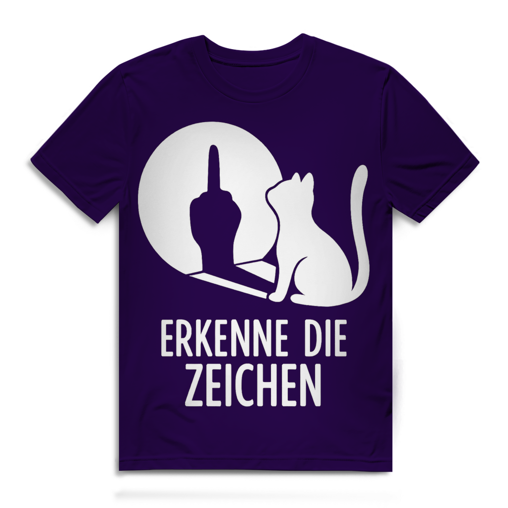 Herren Premium Bio T-Shirt Erkenne Die Zeichen Katze Katzenliebhaber Urban Purple