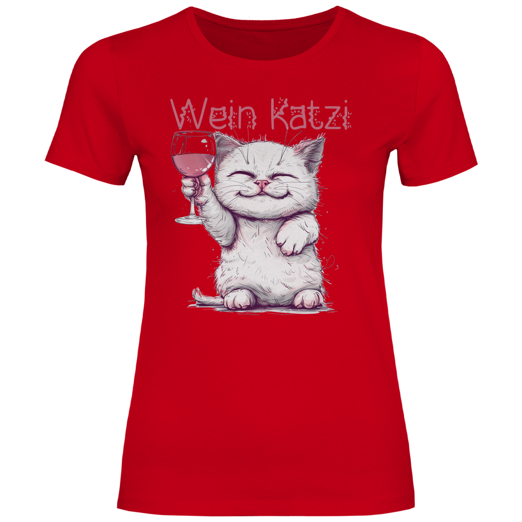 Wein Katzi Katze - Damenshirt Red