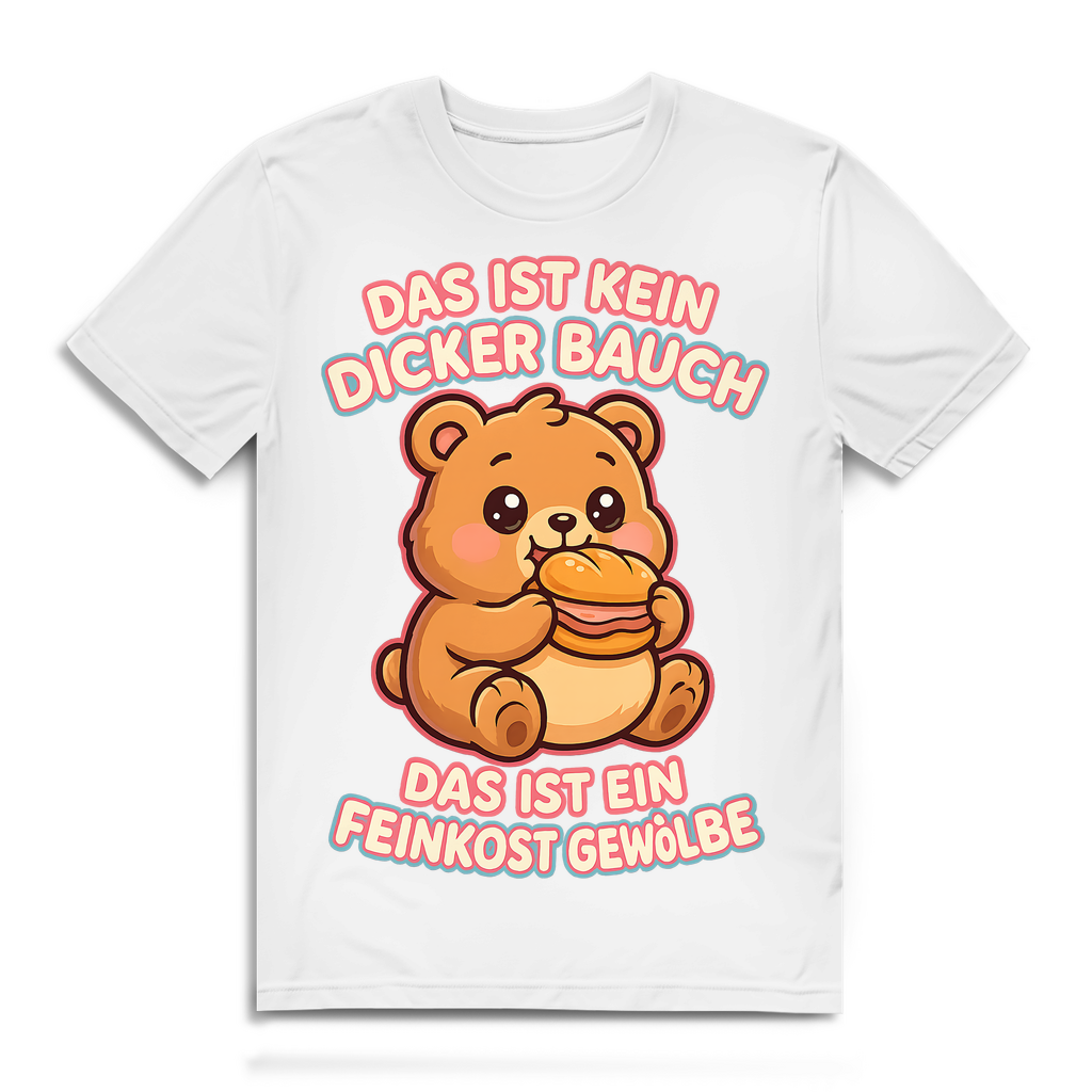 Herren Premium Bio T-Shirt Das Ist Kein Dicker Bauch Das Ist Ein Feinkost Gewölbe Teddybär White