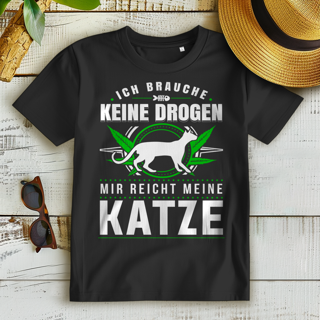Katzen Damen Shirt – Mir reicht meine Katze Anti Drogen Statement Katzenmama