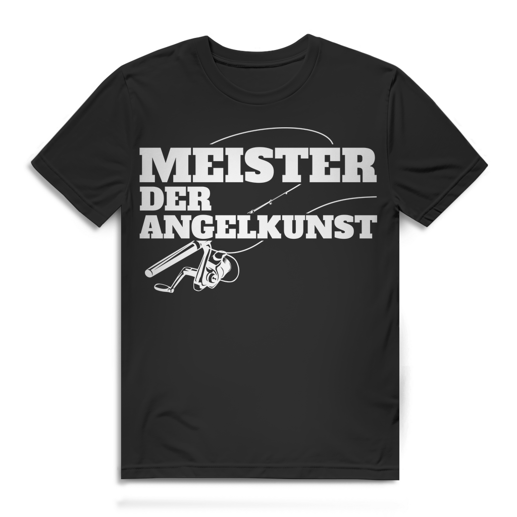 Herren T-Shirt Meister der Angelkunst Angler Shirt Bio Baumwolle Black
