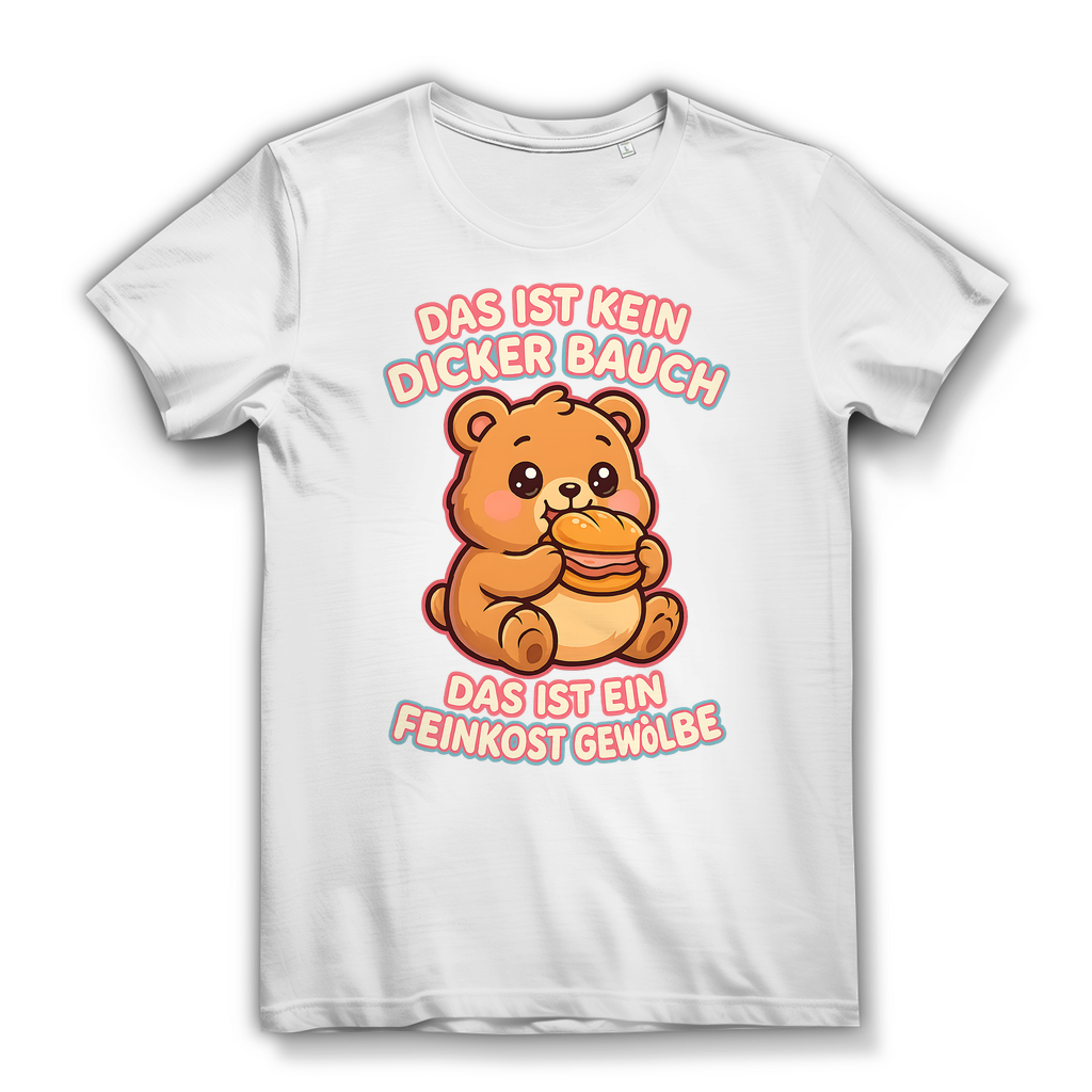 Damen Premium Bio T-Shirt Das Ist Kein Dicker Bauch Das Ist Ein Feinkost Gewölbe Teddybär White