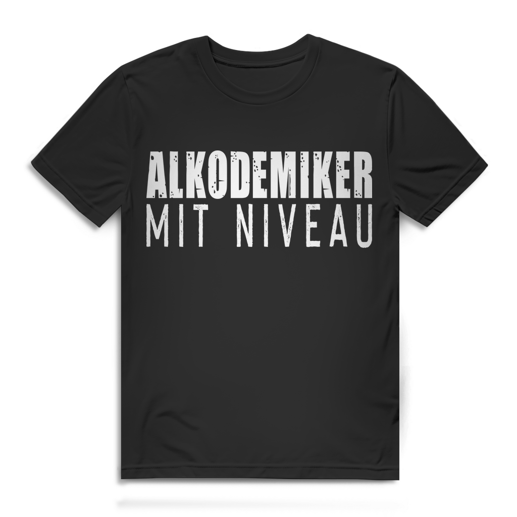 Alkodemiker mit Niveau Shirt – Lustiges Männer Funshirt für Studenten & Trinker Black