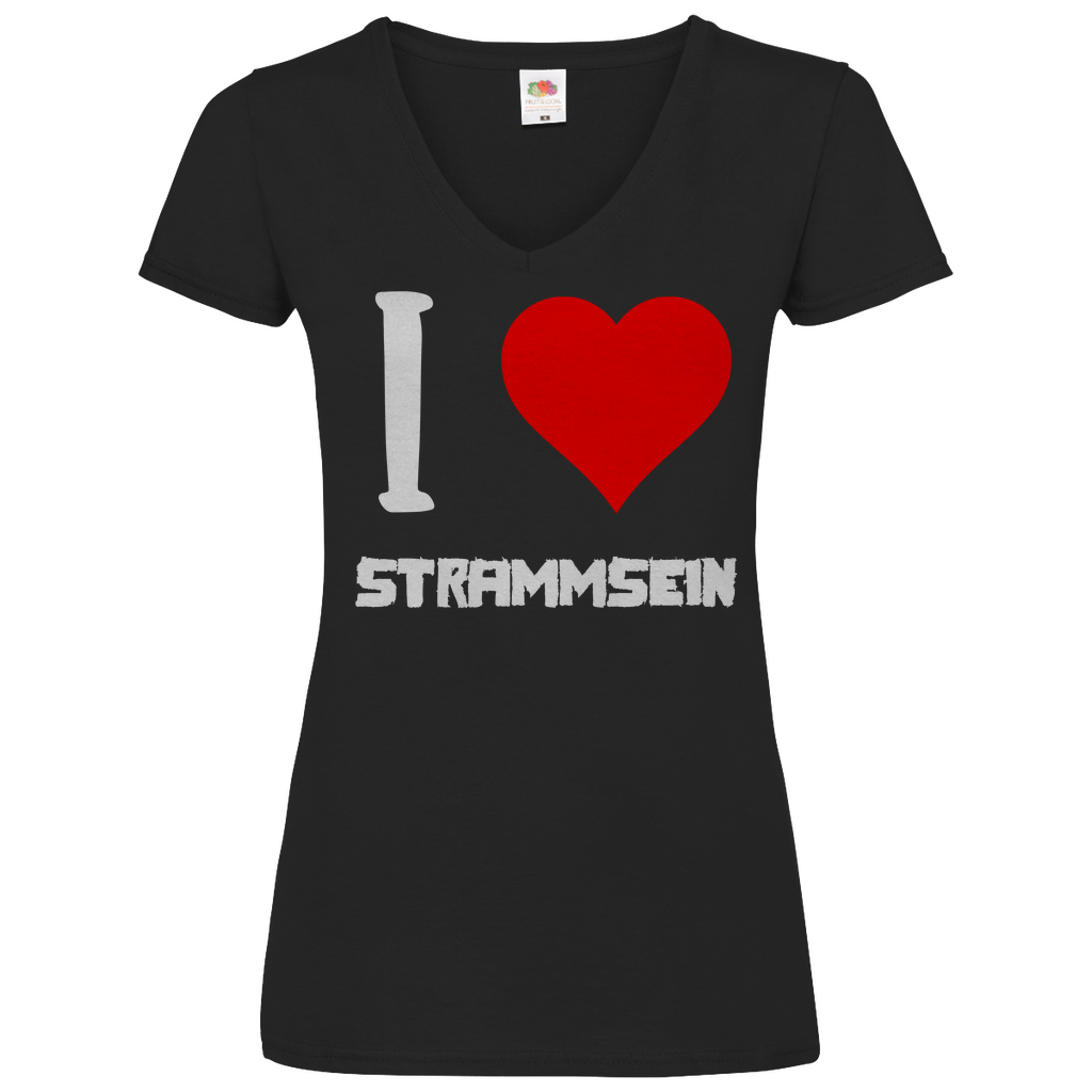 I love Strammsein - V-Neck Damenshirt Black