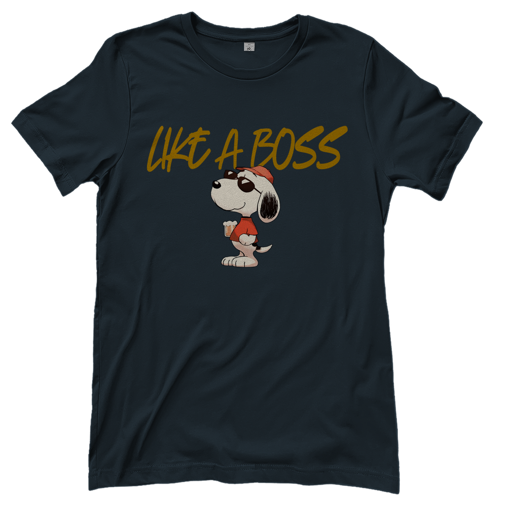Peanuts Snoopy mit Bier Like a Boss - Damenshirt Dark Grey Solid