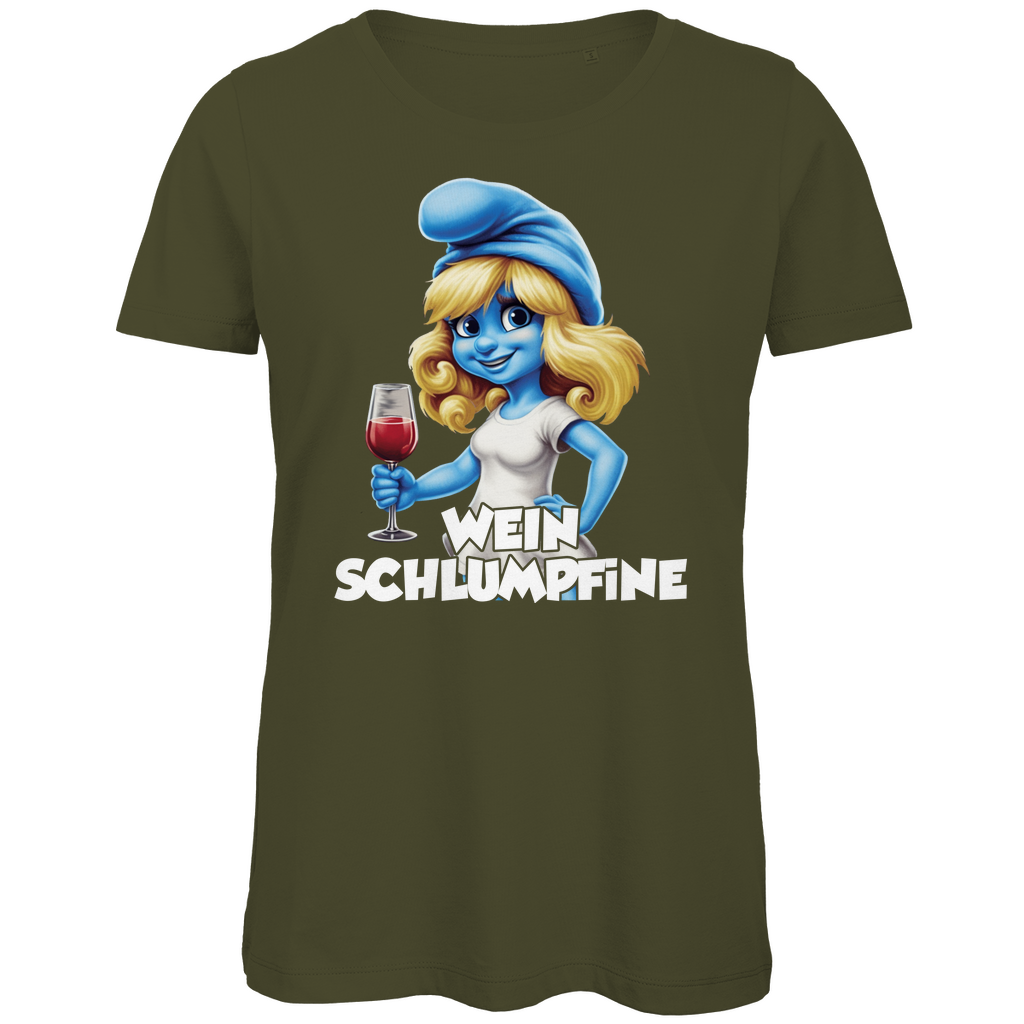 Wein Schlumpfine Grafik - Damen Premium Bio T-Shirt Khaki