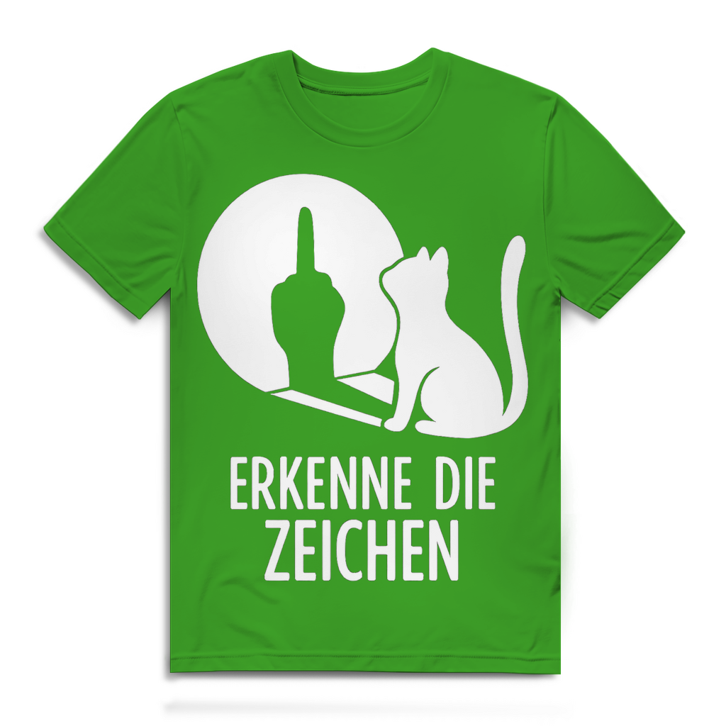 Herren Premium Bio T-Shirt Erkenne Die Zeichen Katze Katzenliebhaber Real Green