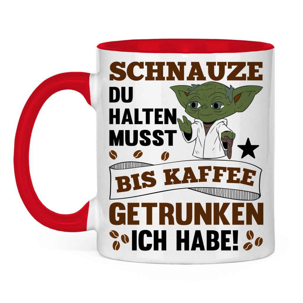 Schnauze du halten musst bis Kaffee getrunken ich habe! Yoda - Tasse zweifarbig