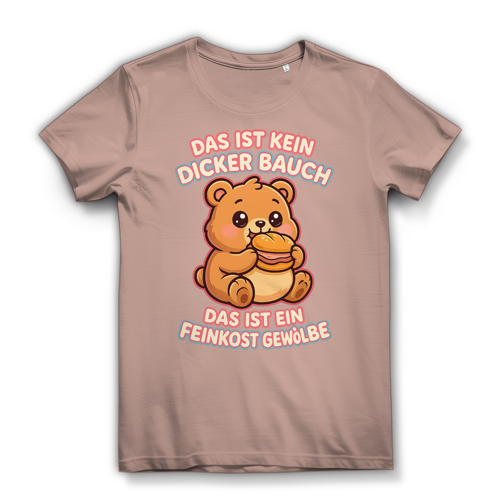 Damen Premium Bio T-Shirt Das Ist Kein Dicker Bauch Das Ist Ein Feinkost Gewölbe Teddybär Millennial Pink