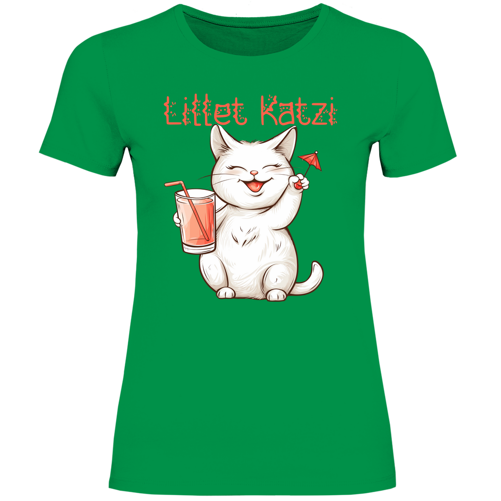 Lillet Katzi Katze - Damenshirt Kelly Green