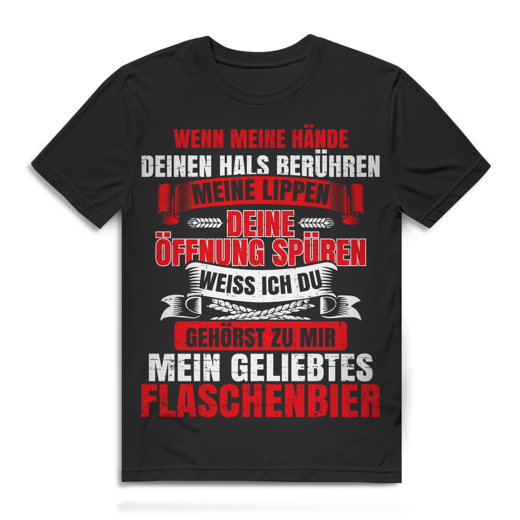 Herren T-Shirt Mein Geliebtes Flaschenbier Bier Spruch Bio Baumwolle Black