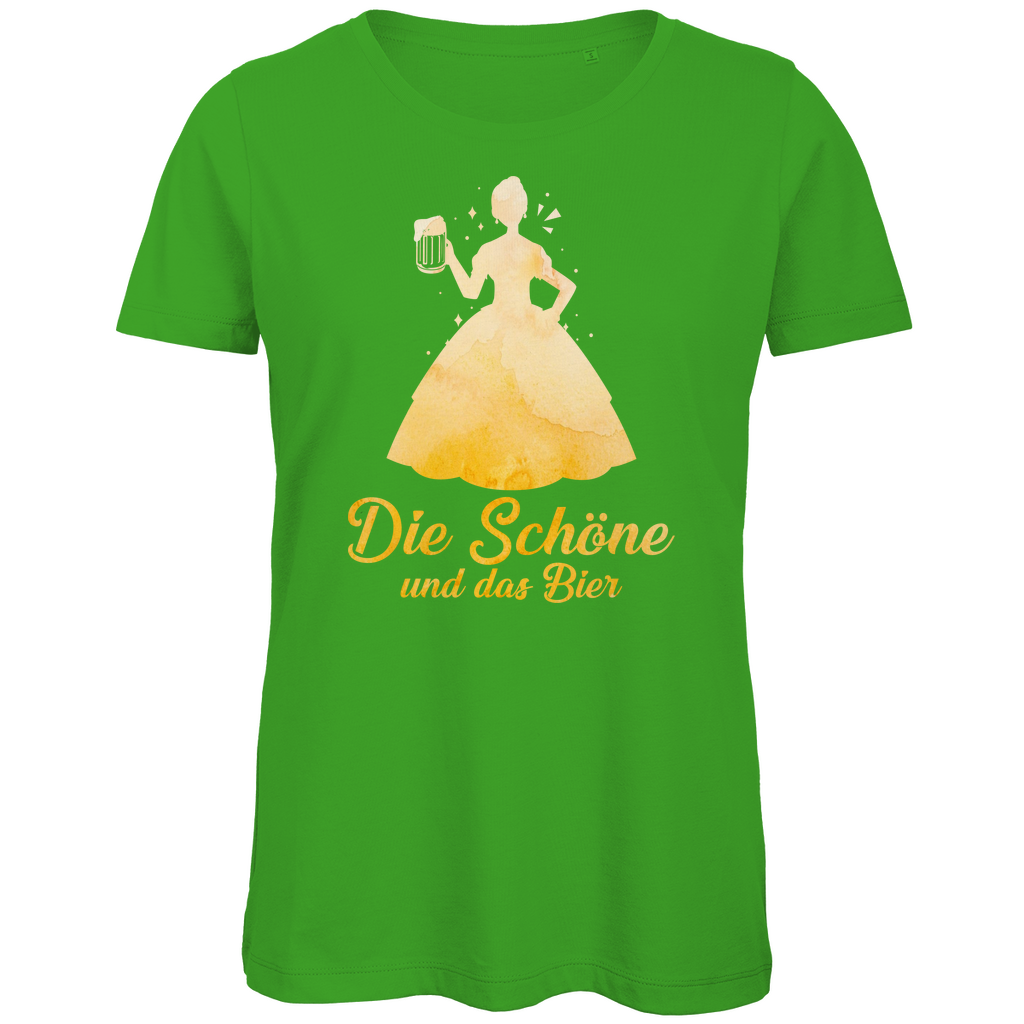 Die schöne und das Bier - Prinzessin Aquarell - Damen Premium Bio T-Shirt Real Green