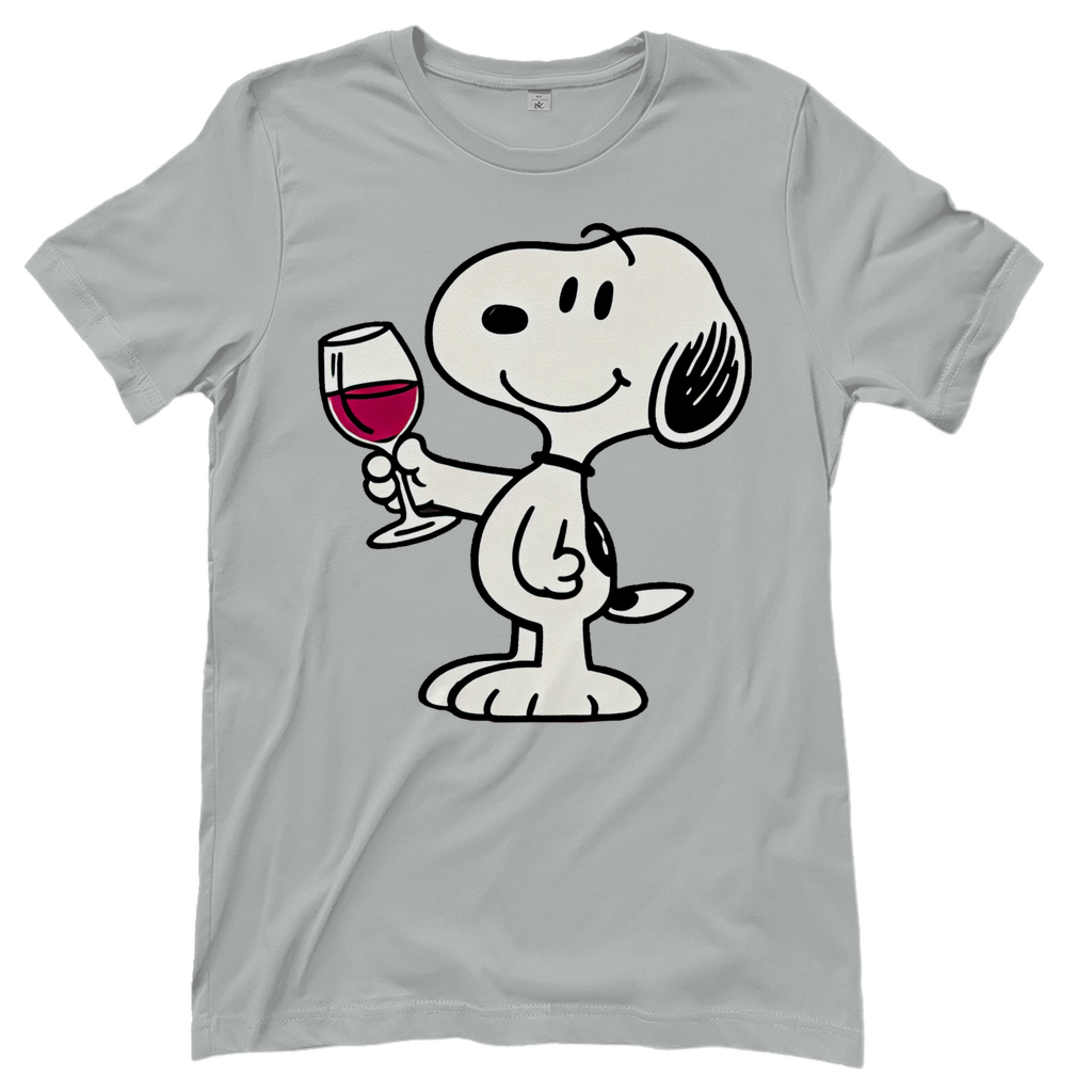 Snoopy mit Wein - Die Peanuts - Damenshirt Pacific Grey