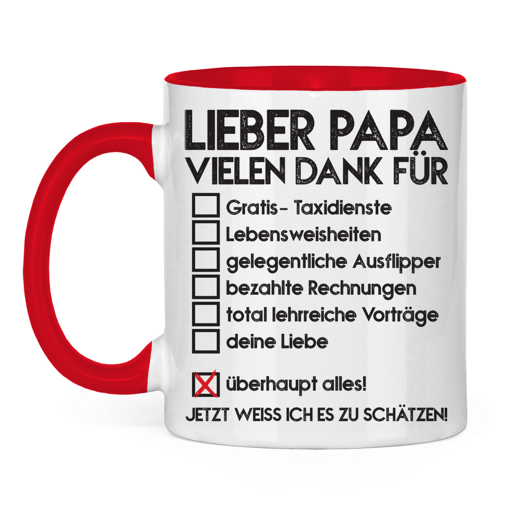 Lieber Papa vielen dank für überhaupt alles! - Tasse zweifarbig Red