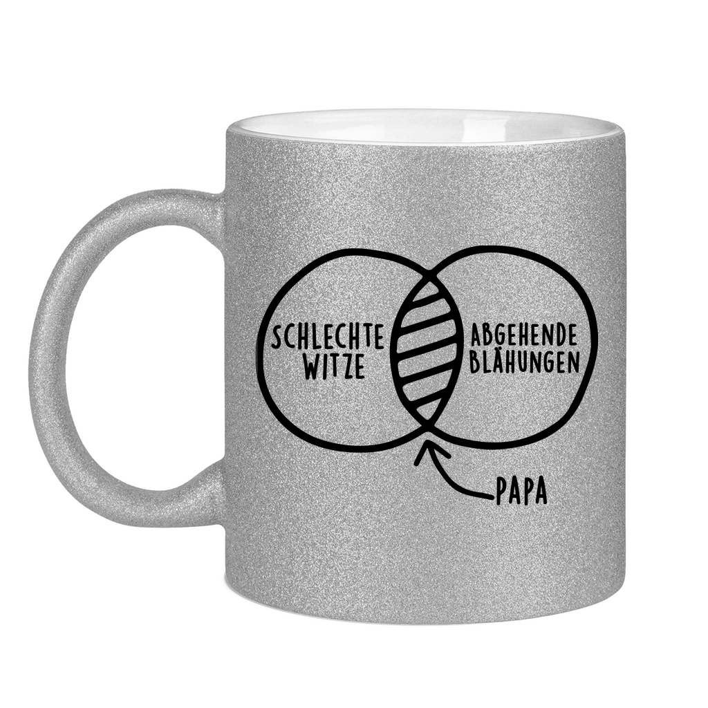 Papa schlechte Witze abgehende Blähungen - Glitzertasse Silver Glitter One size