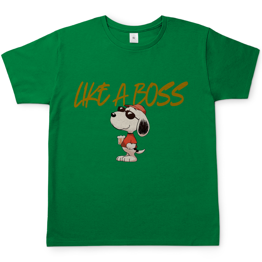 Peanuts Snoopy mit Bier Like a Boss - Herren Shirt Kelly Green