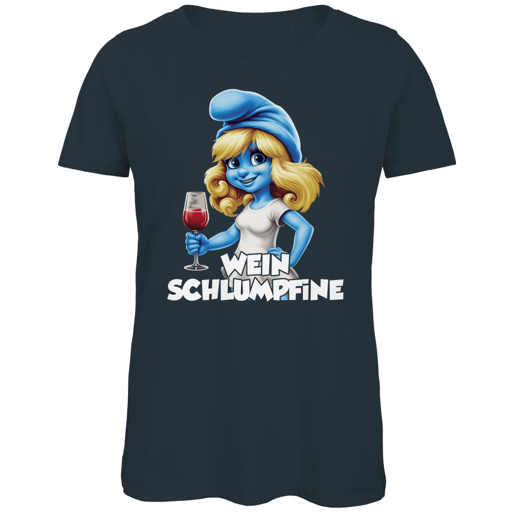 Wein Schlumpfine Grafik - Damen Premium Bio T-Shirt Dark Grey