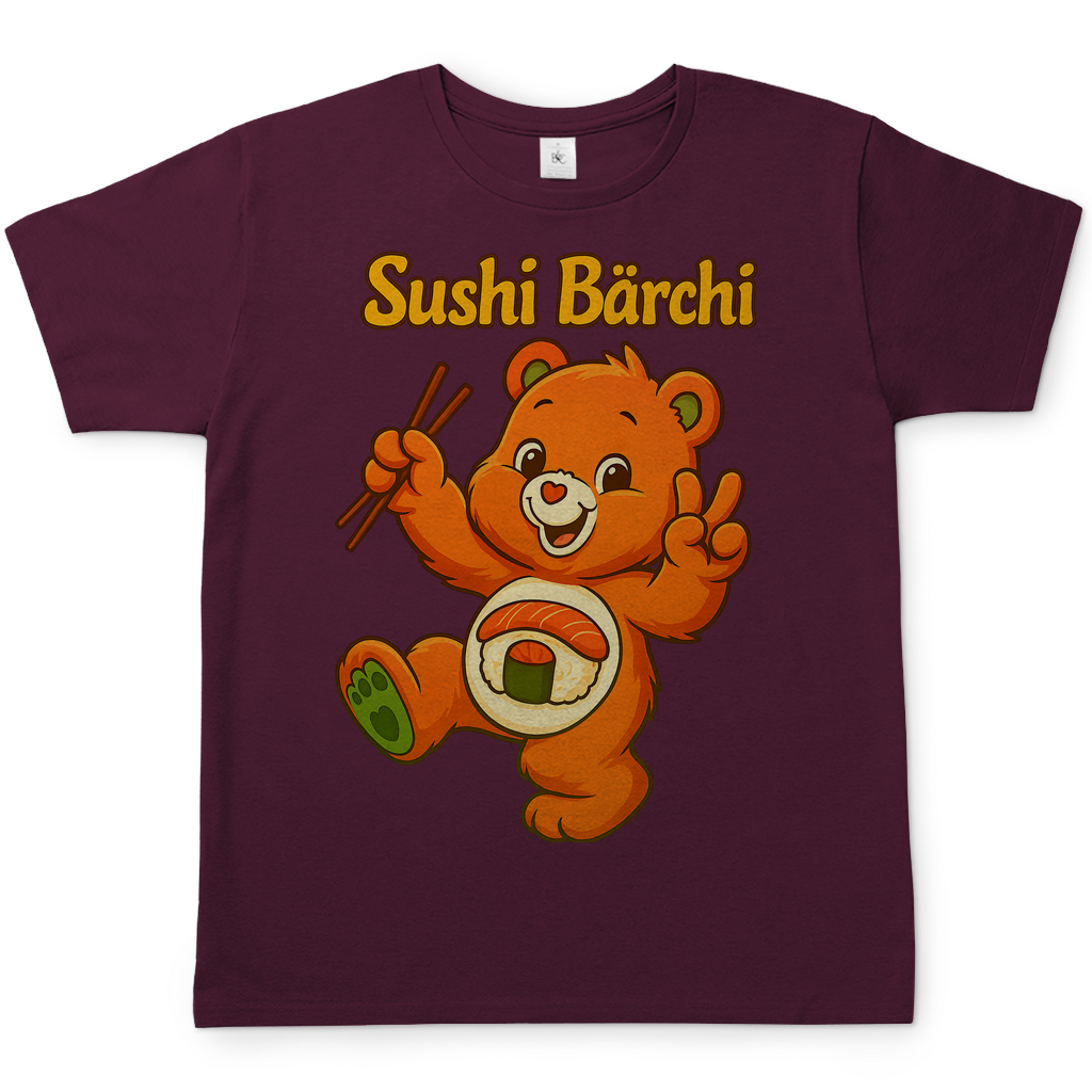 Sushi Bärchi - Glücksbärchi - Herren T-Shirt Burgundy