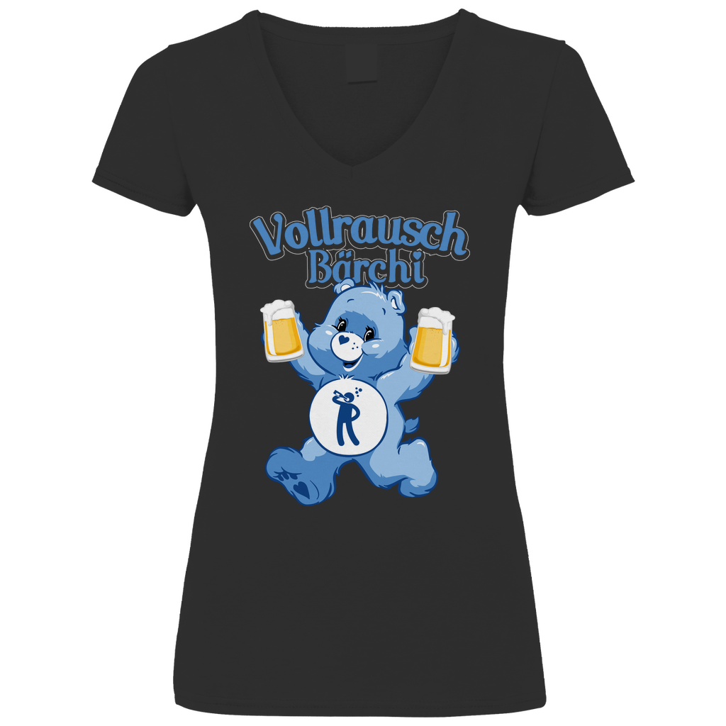 Vollrausch Bärchi - Glücksbärchi - V-Neck Damenshirt Black