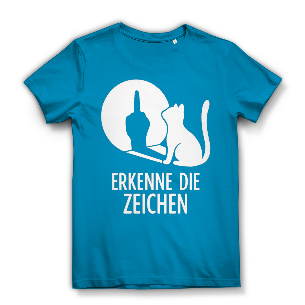 Damen Premium Bio T-Shirt Erkenne Die Zeichen Katze Katzenliebhaber