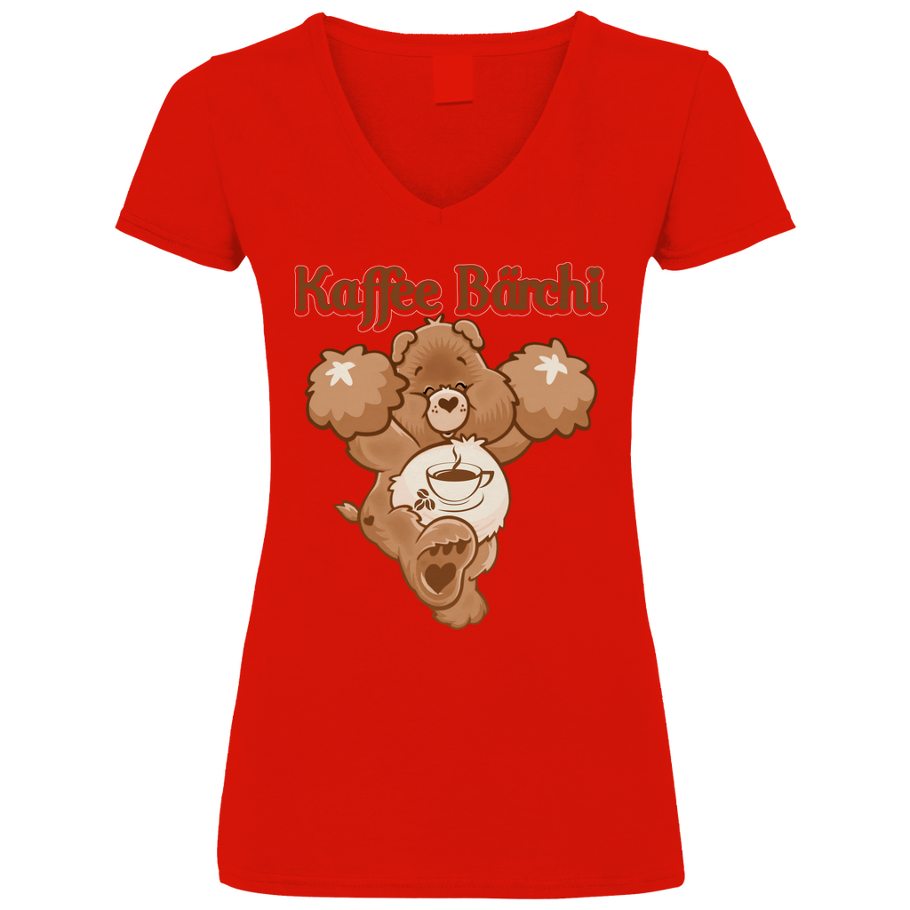Kaffee Bärchi - Glücksbärchi - V-Neck Damenshirt