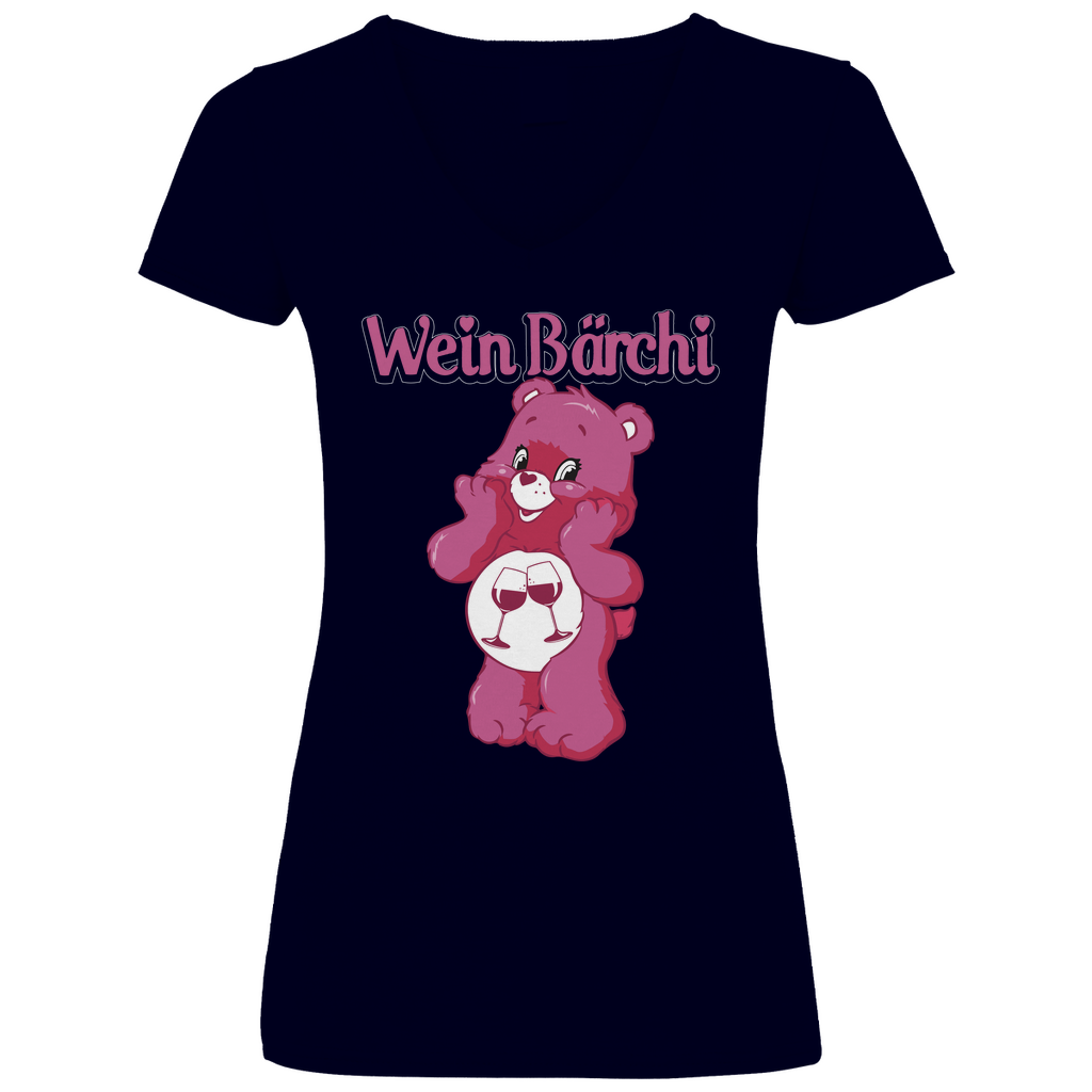 Wein Bärchi - Glücksbärchi - V-Neck Damenshirt