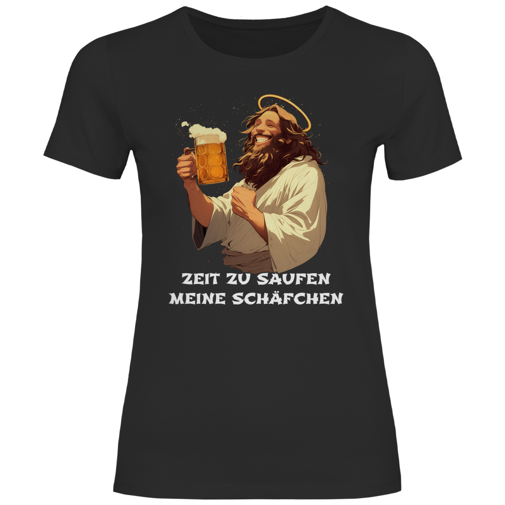 Zeit zu saufen meine Schäfchen - Damenshirt Black
