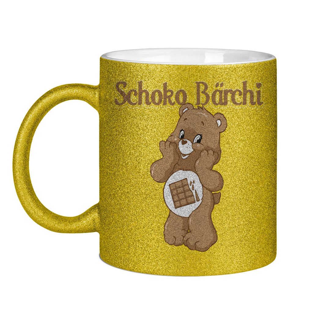 Schoko Bärchi - Glücksbärchi - Glitzertasse Gold Glitter One size