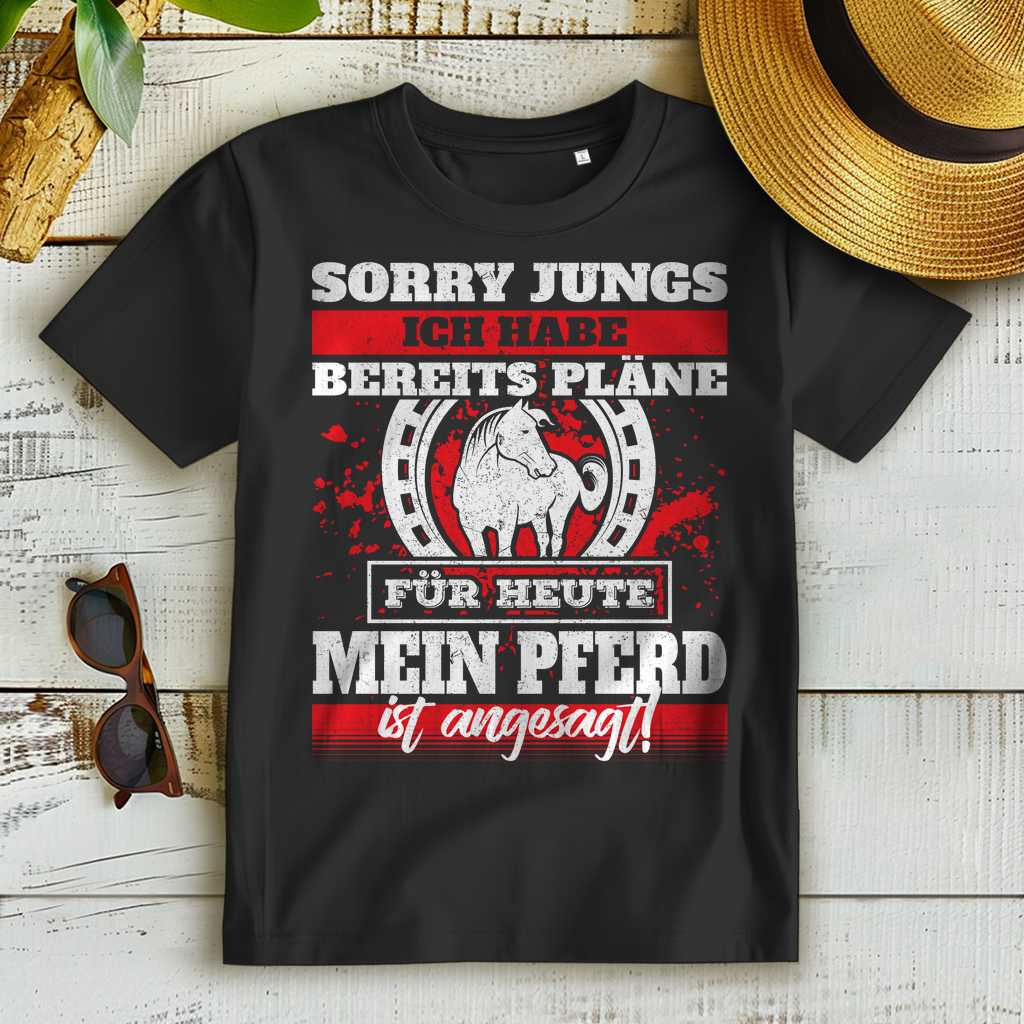 Sorry Jungs Shirt Damen – Lustiges Pferdeshirt – Mein Pferd ist angesagt