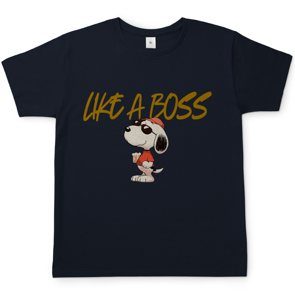 Peanuts Snoopy mit Bier Like a Boss - Herren Shirt Navy