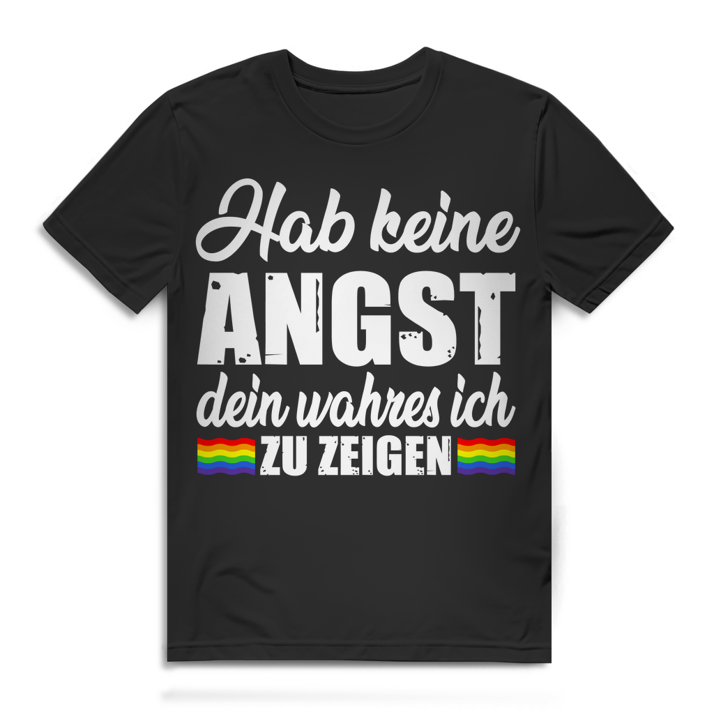 Herren LGBT T-Shirt Hab keine Angst dein wahres ich zu zeigen Bio Baumwolle Pride Black