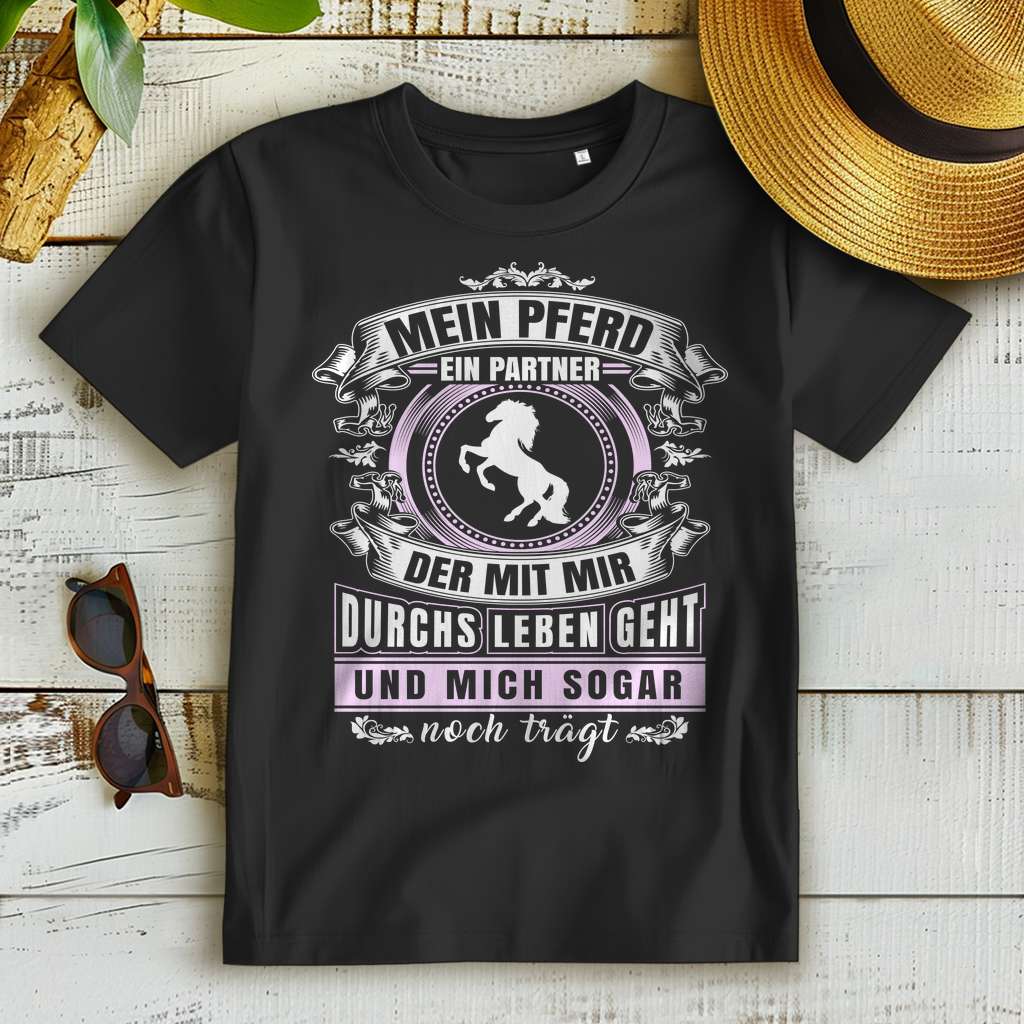 Mein Pferd – Partner fürs Leben Shirt – Pferdeliebe Damen T-Shirt Bio Baumwolle