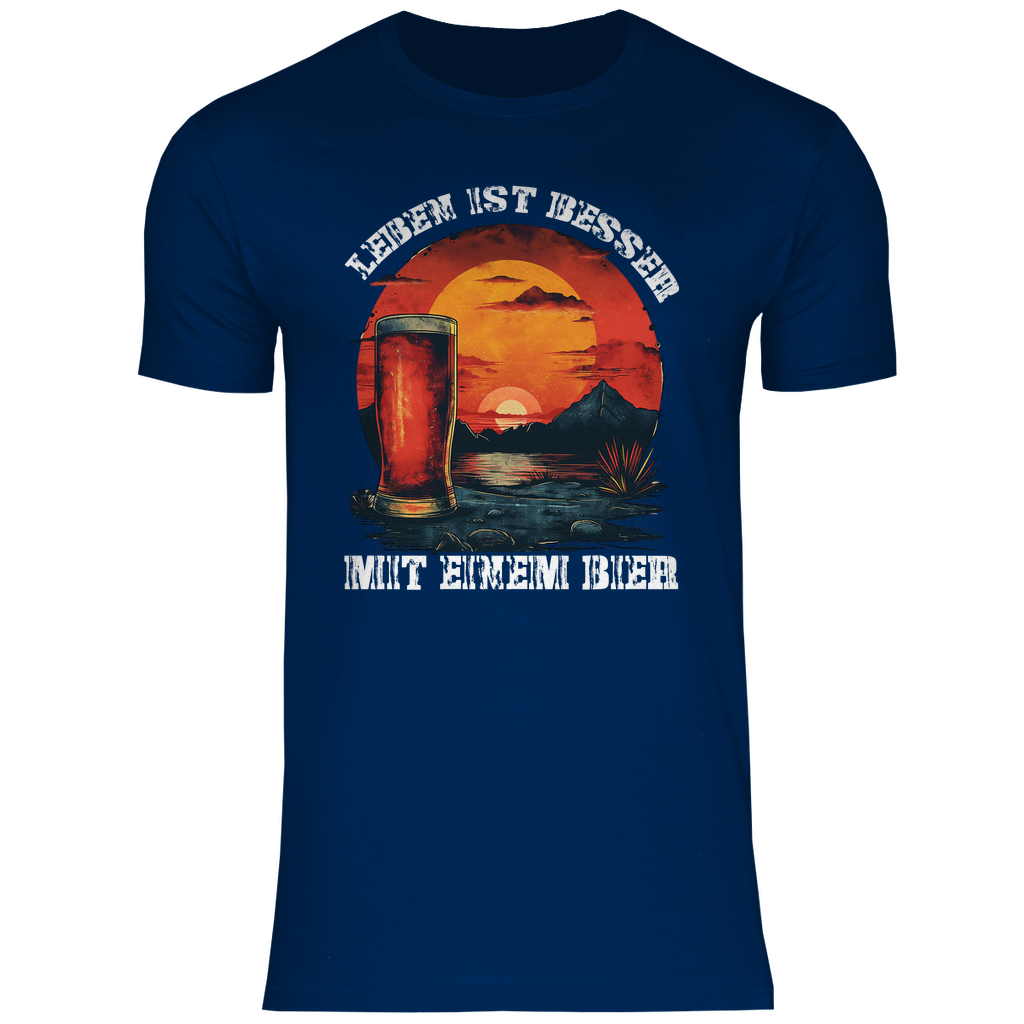 Leben ist besser mit einem Bier - Herren Shirt Navy