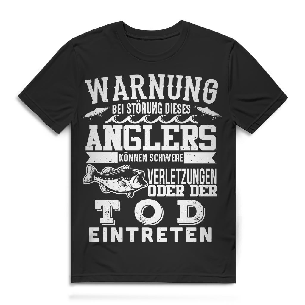 Herren T-Shirt Warnung Störung dieses Anglers Angler Shirt Black