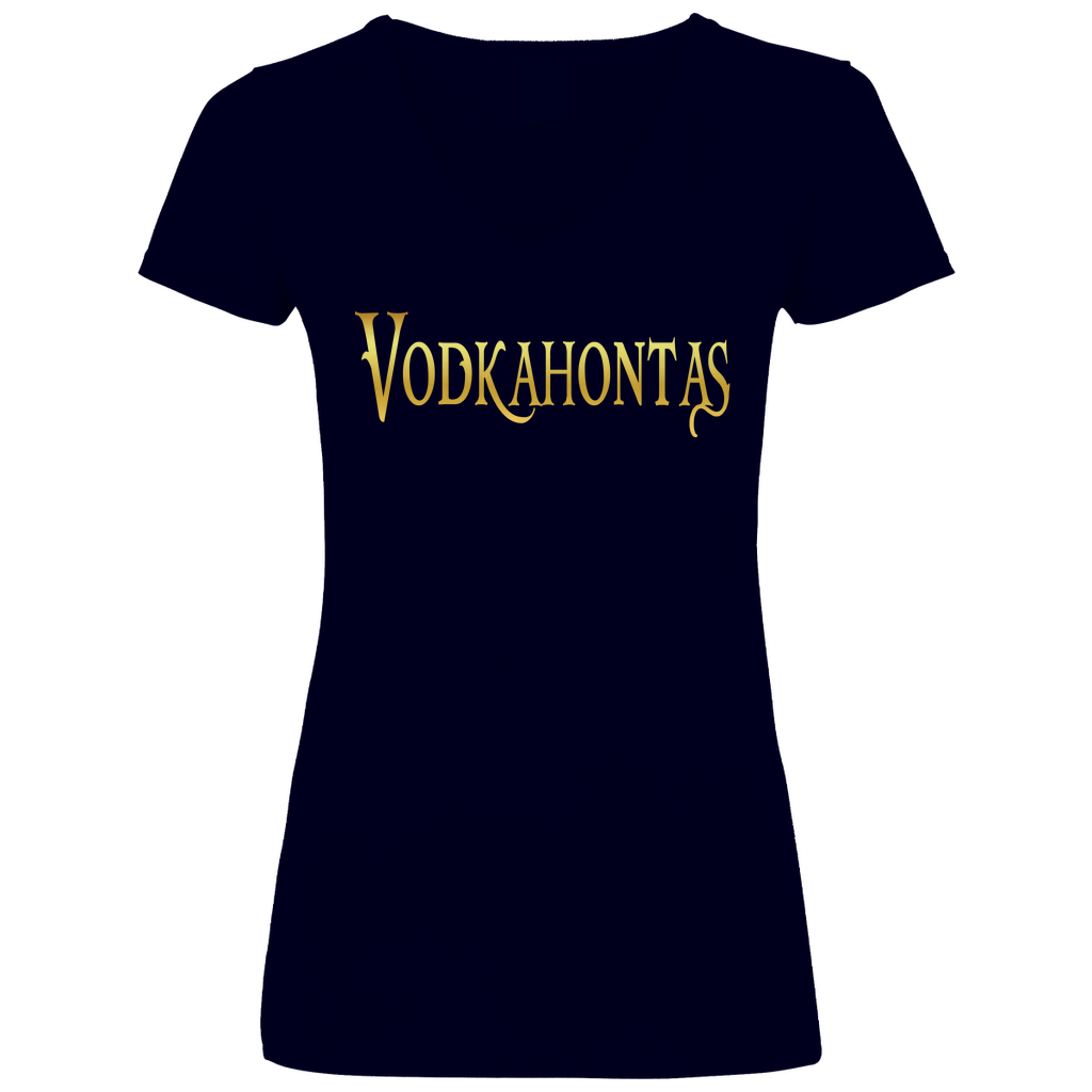 Vodkahontas - Prinzessin Gold - V-Neck Damenshirt Deep Navy