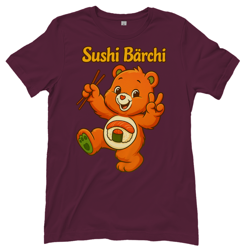 Sushi Bärchi - Glücksbärchi - Damen T-Shirt Burgundy