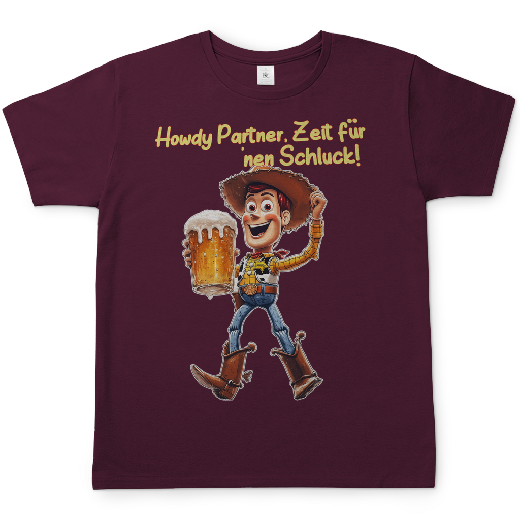 Howdy Partner Zeit für nen Schluck - Woody Toy Story - Herren Shirt Burgundy