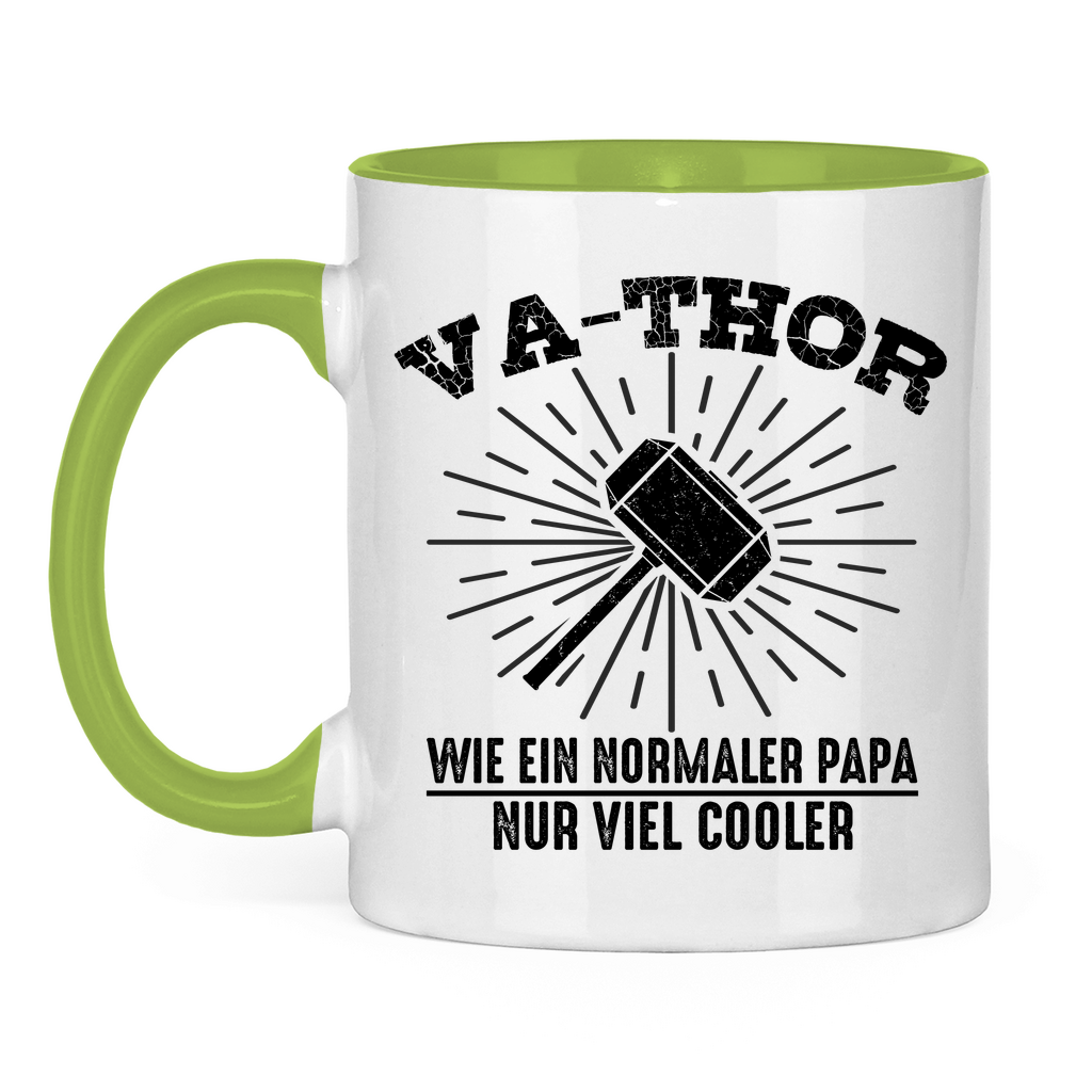 Va-Thor wie ein normaler Papa nur viel cooler - Tasse zweifarbig Light Green