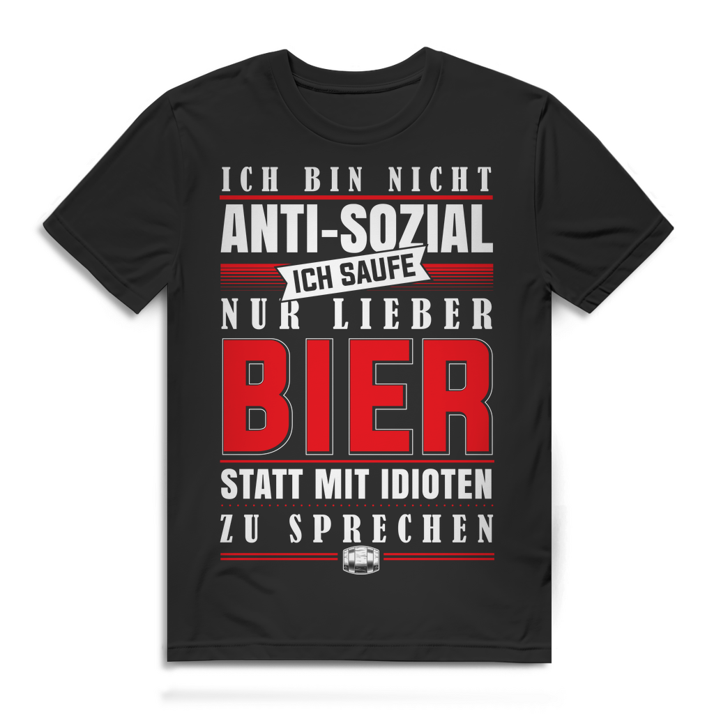 Lustiges Bier Shirt Männer – Lieber saufen als reden – Statement T-Shirt Black