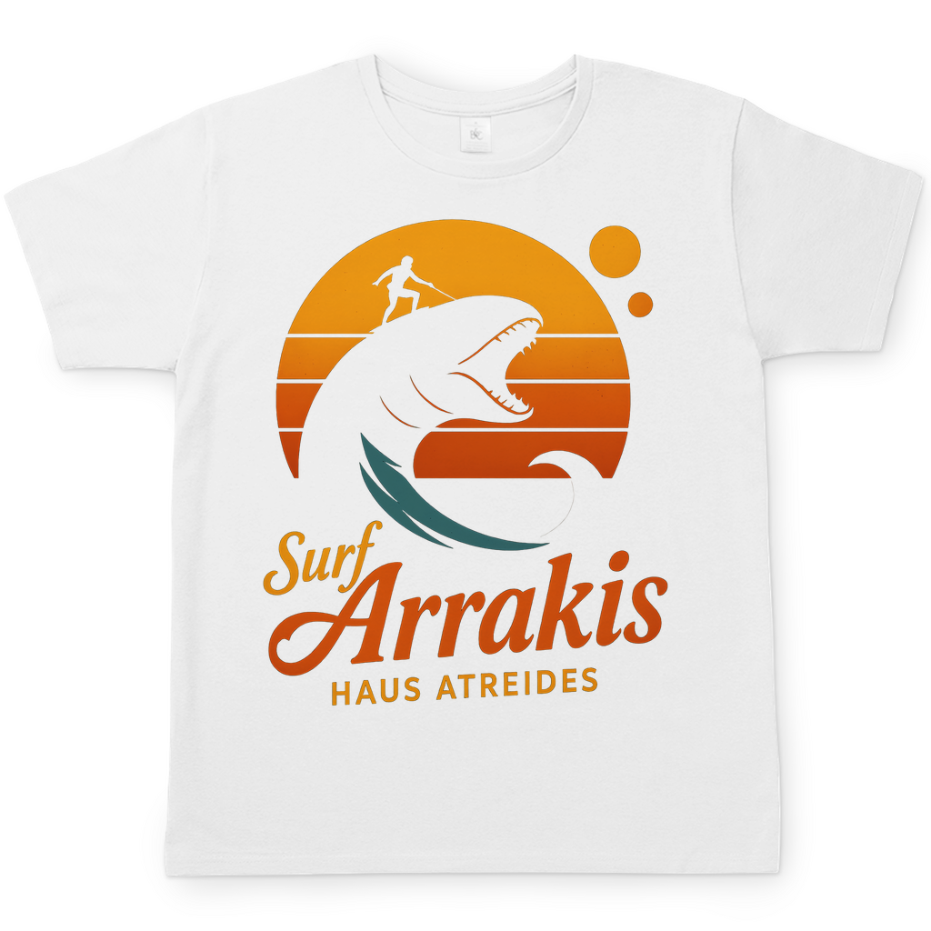 Surf Arrakis Sandwurm Retro Vintage Dune Haus Atreides - Herren T-Shirt White