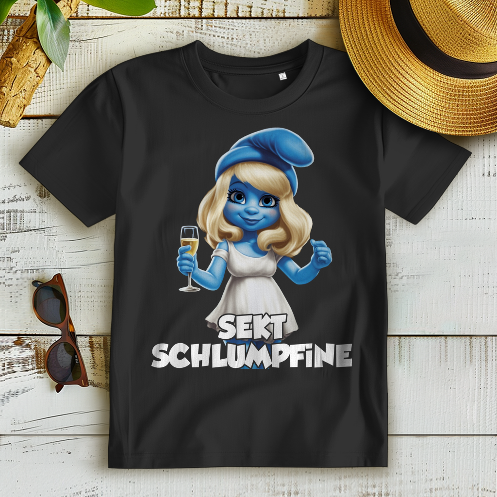 Sekt Schlumpfine Schlumpf - Damen Premium Bio T-Shirt Black