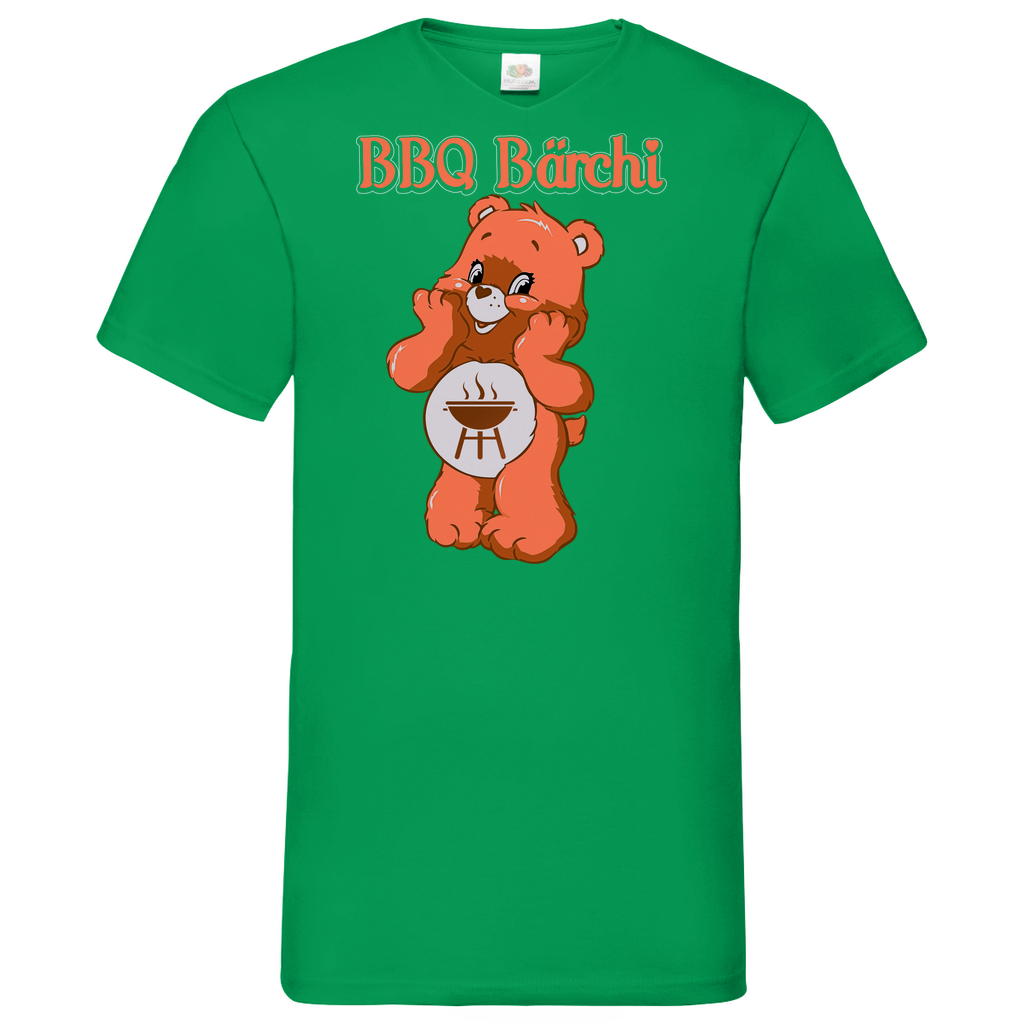 BBQ Bärchi - Glücksbärchi - Herren V-Neck Shirt Kelly Green