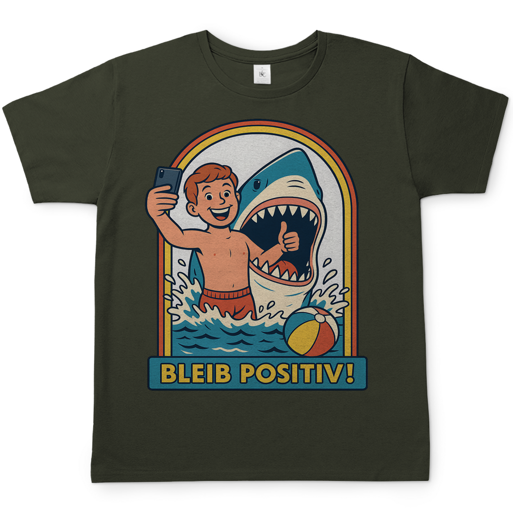 Bleib Positiv Hai Selfie Retro - Herren T-Shirt Urban Khaki