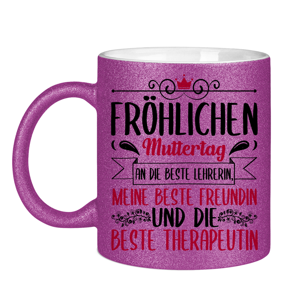 Fröhlichen Muttertag an die beste Mutter - Glitzertasse Purple Glitter One size