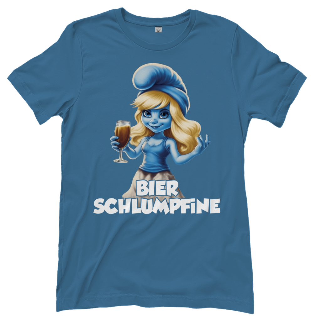 Bier Schlumpfine Grafik - Damenshirt Stone Blue