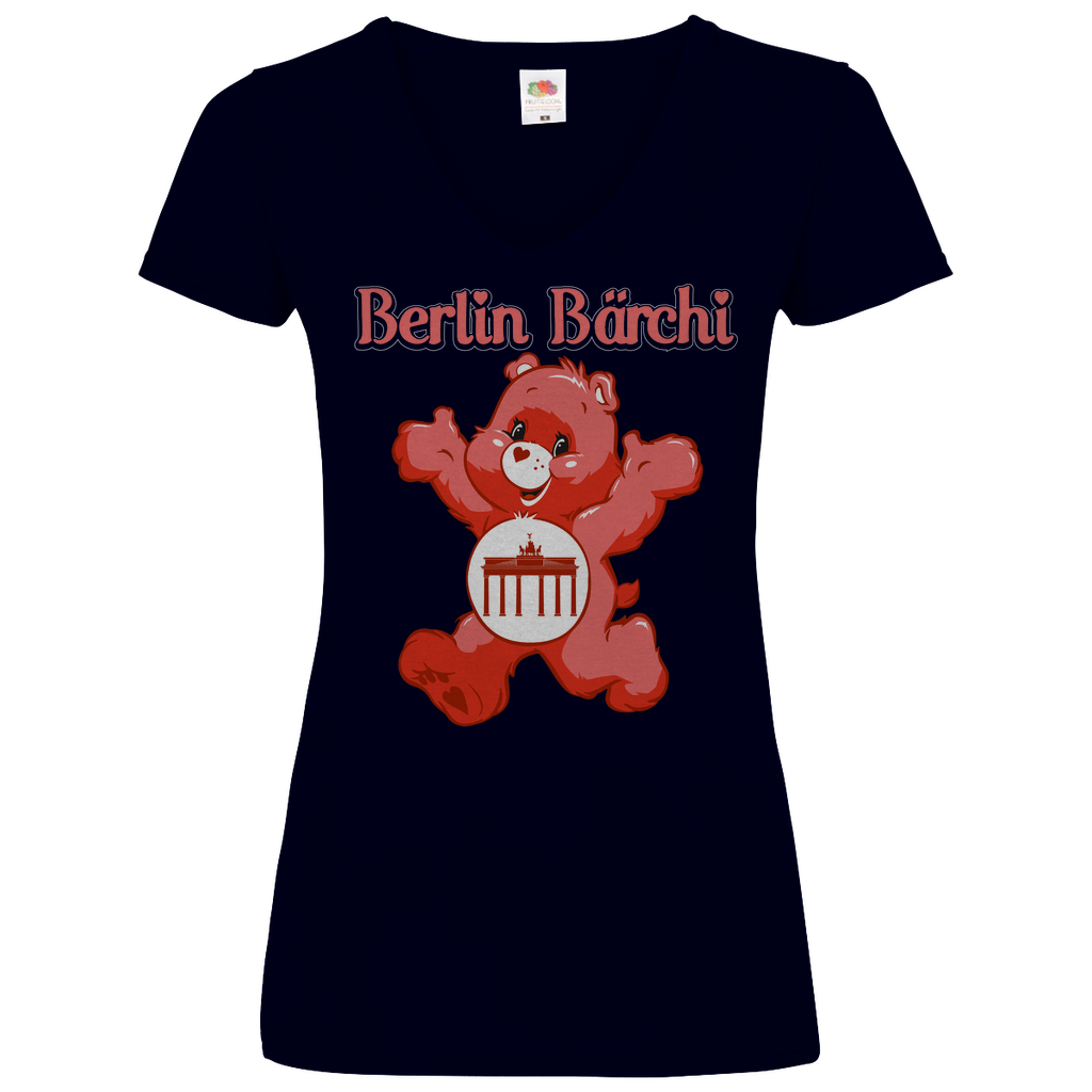 Berlin Bärchi - Glücksbärchi - V-Neck Damenshirt Deep Navy