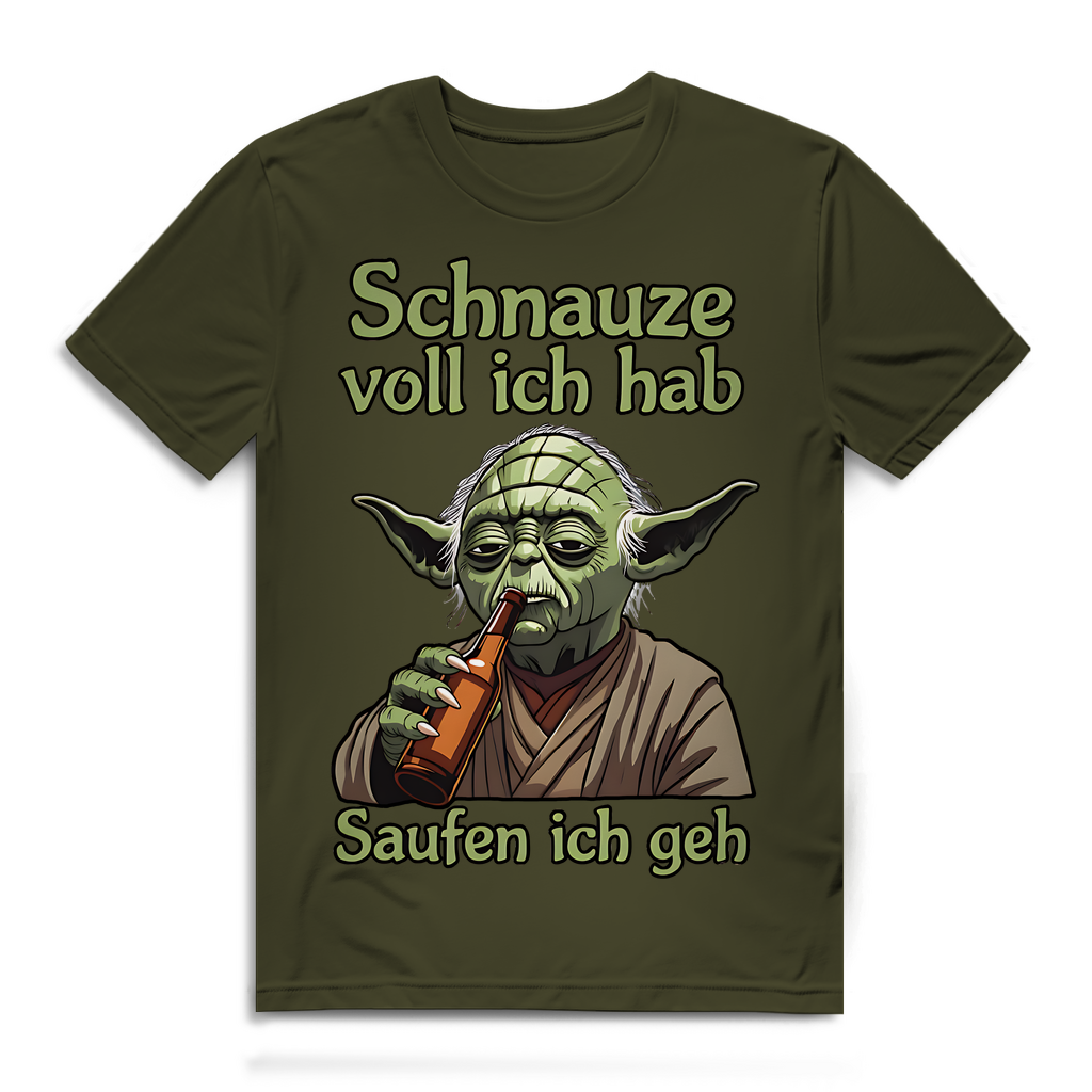 Herren Premium Bio T-Shirt Yoda Schnauze Voll Ich Hab Saufen Ich Geh Khaki