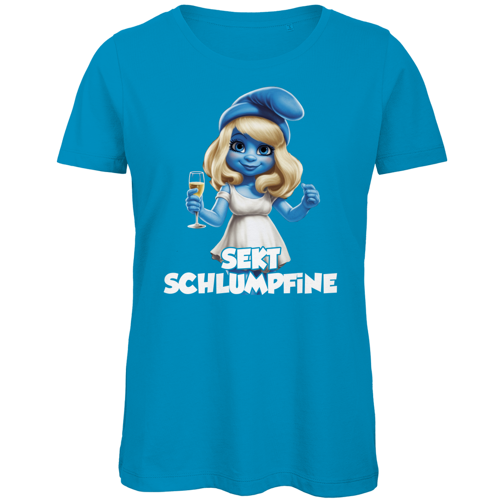 Sekt Schlumpfine Grafik - Damen Premium Bio T-Shirt Atoll
