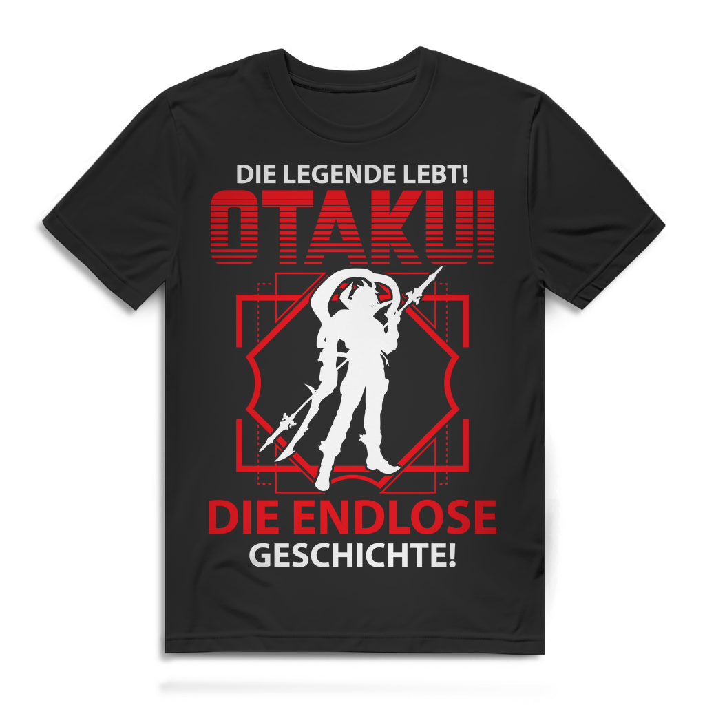 Herren T-Shirt Die Legende lebt Otaku die endlose Geschichte Black