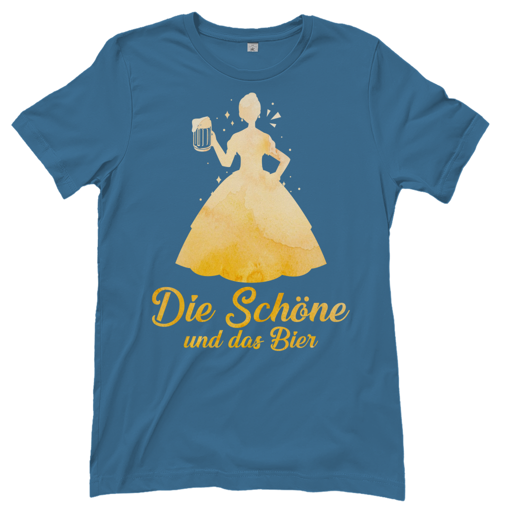 Die schöne und das Bier - Prinzessin Aquarell - Damenshirt Stone Blue